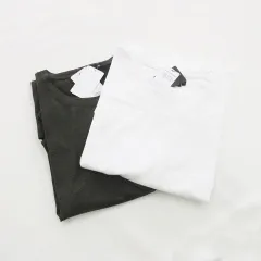 Tシャツ 2枚セット 半袖 丸首 モックネック 異素材切替 布帛 大きいサイズ カーキ 緑 白 グリーン ホワイト 5L