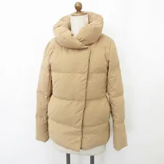 プラステ PLST ダウンジャケット ジップアップ ビッグカラー 茶 ブラウン M