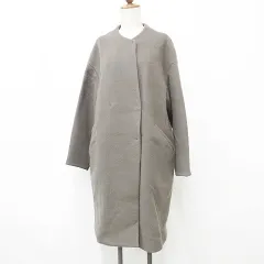 ジョルジュレッシュ GEORGESRECH コート ノーカラーコート ロング ダブル スナップ ウール 茶 ブラウン 38