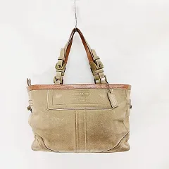 コーチ COACH ハンドバッグ ミニボストンバッグ 8B03 スエード レザー ベージュ ブラウン 