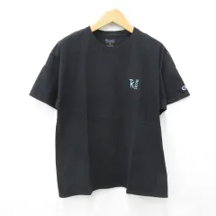 チャンピオン CHAMPION Tシャツ 古着 半袖 丸首 刺繍 コットン 黒 ブラック XL