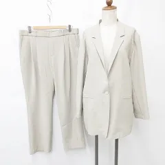 スーツ セットアップ テーラードジャケット パンツ シングル 1B テーパード ロング 大きいサイズ グレージュ ベージュ 3L サンプル品