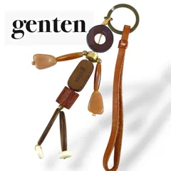 【美品】genten ゲンテン　キーホルダー　キーチャーム　ヒューマン　ストーンつき　ウッド　レディース　メンズ　バッグチャーム