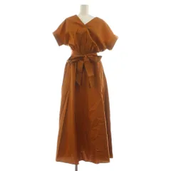 スピック＆スパン ノーブル Spick&Span Noble タグ付き ワンピース ロング F 茶 ブラウン 半袖 Vネック ベルト付き /RR