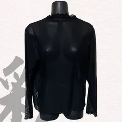 エムズコレクション　ブラウス　薄手　長袖　シースルー　透け　メッシュ　ブラック　　フリル　透け感