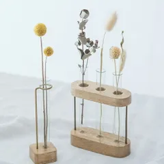 フラワーベース トリプルチューブ 3本 ウッド 木製 ガラスベース 41355 一輪挿し フラワーベース/木/花/フラワー/フラワーグラス/花瓶 ガラス/ガラスベース/シンプル/おしゃれ 置物/北欧/花器/インテリア雑貨/インテリア