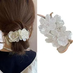 HAPVITAL バンスクリップ ヘアクリップ オフ ィス シンプル ヘアアクセサリー 髪飾り 大きめ オフ ィス 韓国風 レディース用 人気 髪留め おしゃれ 贈り物 クリップ (透明な花)