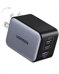 UGREEN NexodeX【当社比最小】 65W充電器 USB-C*2とUSB-A*1 新生代GaNInfinity?チップ 独自Airpyra技術 PD3.0/QC4+対応 自宅/出張/旅行用 ノートPC iPad iphone17/16 6838d389