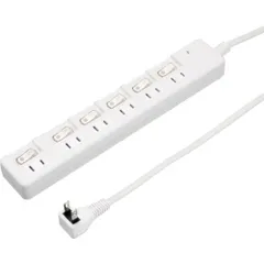 ＹＡＺＡＷＡ　雷ガード付６個口節電タップ０．３ｍホワイト