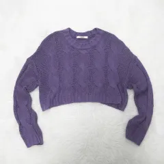 クロップド ケーブル編み ニット メッシュ