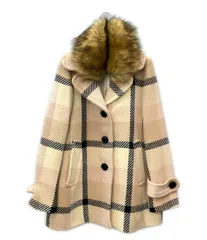 ブルーレーベル・クレストブリッジ チェック柄 コート ファー付き レディース SIZE 38 BLUE LABEL CRESTBRIDGE