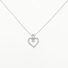 K18WG ハート ダイヤモンド ネックレス 0.02CT