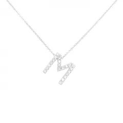 K18WG イニシャルM ダイヤモンド ネックレス 0.21CT