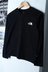 W(S) ザノースフェイス 長袖Tシャツ スリムフィット スモールロゴ ブラック-171B0