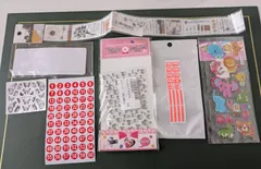 【ハンドメイド素材まとめ売り】シール・デコパーツ・ナンバーシール他 セット