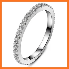 【新品】 [THREE MAN] 0.55CT本物のシルバーインフィニティリング結婚指輪女性ジュエリーエタニティリングホワイトゴールドメッキ 1