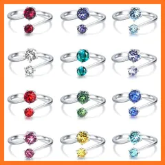 【新品】 KUKA.JEWEL 誕生石 指輪 元素クリスタルを採用 リング レディース おしゃれ 純銀製 シルバー 925 アレルギー対応 11-15号まで調節可能 人気 流行り 結婚 婚約 彼女 誕生日 プレゼント (8月)