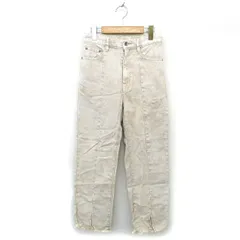 ダブルクローゼット w closet デニム パンツ ストレート フリンジ スリット ジップフライ F ベージュ /NT11