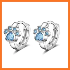 【新品】 Deelfel ピアス レディース 猫の爪モチーフ フープピアス 両耳用 シルバーカラー 金属アレルギー対応 ブルーCZジルコニア シンプル かわいい リングデザイン アクセサリー プレゼント クリスマス 0