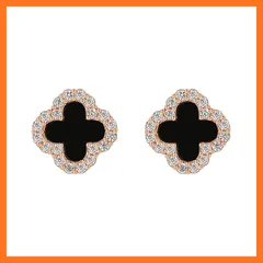 【新品】 [PurifyMR]ピアス レディース 人気 金属アレルギー対応 リング 18金イヤリング 耳飾り 四つ葉のクローバージルコニア シンプル-デザインキラキラ-ファッションピアス（四つ葉） 0