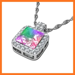 【新品】 DEPHINI - 女性用オーロラ クリスタルネックレス レインボーペンダント 925スターリングシルバー ファインジュエリー スワロフスキークリスタルとキュービックジルコニア 1