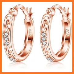 【新品】 YT.JYUERI ピアス レディース メンズ 人気  ジルコニア ピアスカップル 「愛の誓い」 シルバー925 ピアス リング 金属アレルギー対応 18金 ピンクゴールド ジュエリー プレゼント 1