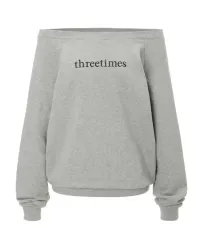 スリータイムズ ベーシック ロゴ OFF トップス グレー m