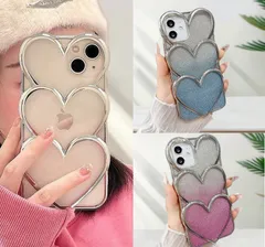 iPhone17ケース スマホケース iPhone Air  Pro  Pro Max ハートデザイン グラデーションラメシート