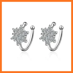 【新品】 Silver Filled ノンホールピアス イヤーカフ Czダイヤモンド クリスタル エタニティ フラワー スター 五芒星 SILVER925 フープ イヤリング (五芒星) 0