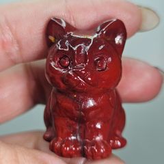 あ〜きゃん♬様 高品質 カーネリアン ネコ ねこ カービング - メルカリ
