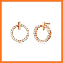 【新品】 NINE VA ピアス レディース 人気 メンズ シルバー925 18金プラチナ パール ピアス 最高級キュービックジルコニア イヤリング フープ ピアス 金属アレルギー対応 ファースト 女性 アクセサリー ピアス (リングピアス--ローズゴール 1