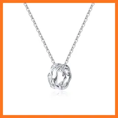 【新品】 [Naniwaai] ネックレス レディース 上質ジルコニア ツートンカラー シルバー 大人 ダブル リングネックレス アレルギー対応 18金メッキ シンプル ペンダント 女性 結婚式 記念日 誕生日 日常用 プレゼント ピンクゴールド 1