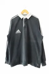 アディダス adidas 90s ヴィンテージ 万国旗タグ ラガーシャツ L 黒 ブラック ブランド古着ベクトル 中古 250816