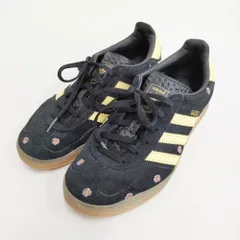adidas GAZELLE INDOOR W niz92 IF4490 フラワー刺繍 24.5cm 定価16500円 ガゼルインドア スニーカー ブラック レディース アディダス【中古】6-0118G♪