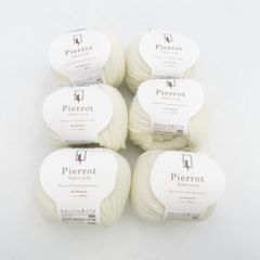 毛糸 毛糸ピエロ ロッキーメリノ並太 6玉セット 1番色 オフホワイト 1玉40g 約71m メリノウール100％ 日本製 編み物 秋冬 未使用品