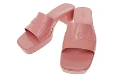 グッチ GUCCI ロゴ ラバー チャンキーヒール スライド サンダル 624730 39 ピンク ブランド古着ベクトル 中古▲■251221