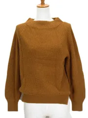 グローバルワーク GLOBAL WORK セーター ニット 畦編み ボトルネック ウール混 M 茶 ブラウン