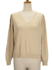 グリーンレーベルリラクシング ユナイテッドアローズ green label relaxing カットソー ニット Vネック スリット コットン ベージュ
