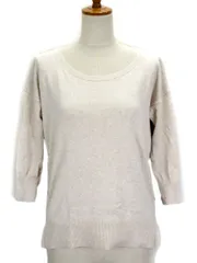 バナナリパブリック BANANA REPUBLIC カットソー ニット バイカラー 五分袖 コットン XS アイボリー ボルドー