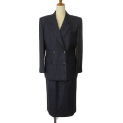 バーバリーズ Burberrys ヴィンテージ レトロ スーツ ジャケット スカート チェック 7 国内正規  紺 ネイビー