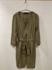 green label relaxing フロントジップ ワンピース カーキ M相当