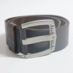 DIESEL ディーゼル レザーベルト 本革 ダークブラウン ロゴバックル メンズ ストリート カジュアル ヴィンテージ風 CH90 MADE IN INDIA