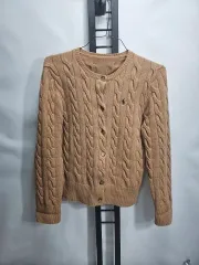 POLO RALPH LAUREN ポロラルフローレン ケーブル編み カーディガン ケーブル ラウンドネック ウール カシミア ニット ベージュ XL