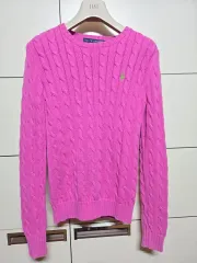 ポロラルフローレン コットン ピンク ケーブルニット