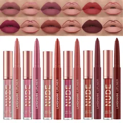 新品 リップスティック メイクアップ セット 12 個、ベルベットマット リキッド リップスティック 6 個 + リップ ライナー ペンシル 6 個、防水長持ちピグメント リップ グロス キット リップ メイクアップ ギフト (12PCS)