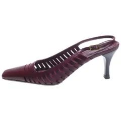 GUCCI (グッチ) スクエアトゥ ストラップ ヒール パンプス レディース ボルドー