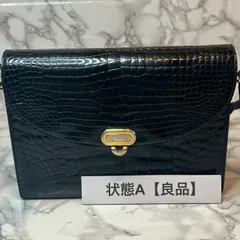 【良品】ザリアーニ ZAGLIANI クロコ型押し レザー クラッチバッグ ブラック ゴールド金具