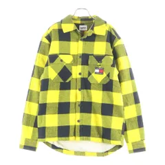 TOMMY JEANS (トミージーンズ) バッファローチェック ボア ボタンアップ シャツジャケット イエロー