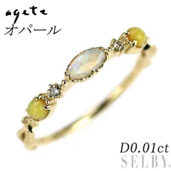 アガット/agete K14YG オパール ダイヤモンド リング D0.01ct