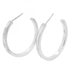 【6jab0438-k】ティファニー ピアス ナロー/フープ シルバー925【中古】レディース